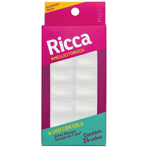 Unhas Ricca naturais quadrado médio 1320 Unhas Ricca naturais quadrado médio 1320