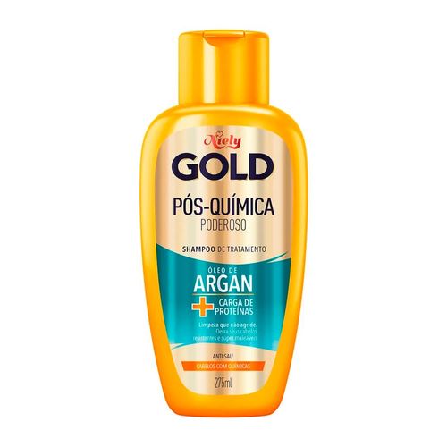 Shampoo Niely Gold Óleo de Argan + Carga de Proteínas Pós-Química Poderoso 275ml Shampoo Niely Gold Óleo de Argan + Carga de Proteínas Pós-Química Poderoso 275ml