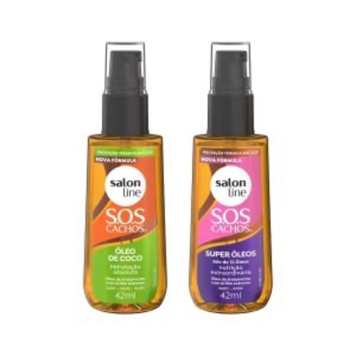 Salon Line, SOS Cachos, Kit com Super Óleos e Óleo de Coco, Produtos Não Veganos - Para Cabelos Cacheados, 42 ml Salon Line, SOS Cachos, Kit com Super Óleos e Óleo de Coco, Produtos Não Veganos - Para Cabelos Cacheados, 42 ml