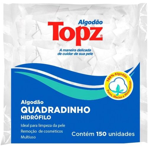 Topz Quadradinho De Algodão 150 Unidades Branco