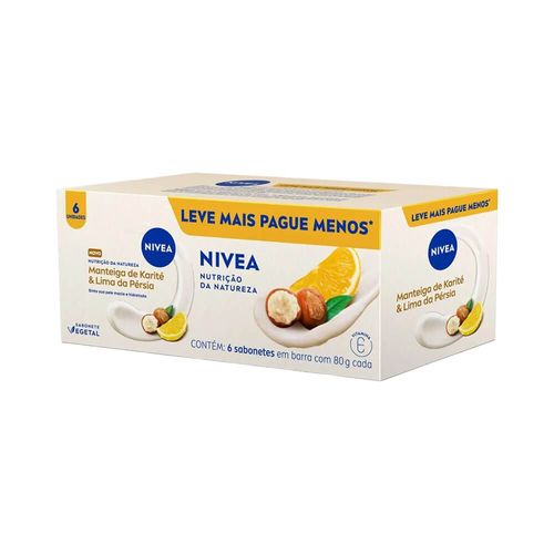 Sabonete Vegetal Nivea Nutrição Da Natureza Manteiga De Karité & Lima Da Pérsia 80g 6 unidades Sabonete Vegetal Nivea Nutrição Da Natureza Manteiga De Karité & Lima Da Pérsia 80g 6 unidades