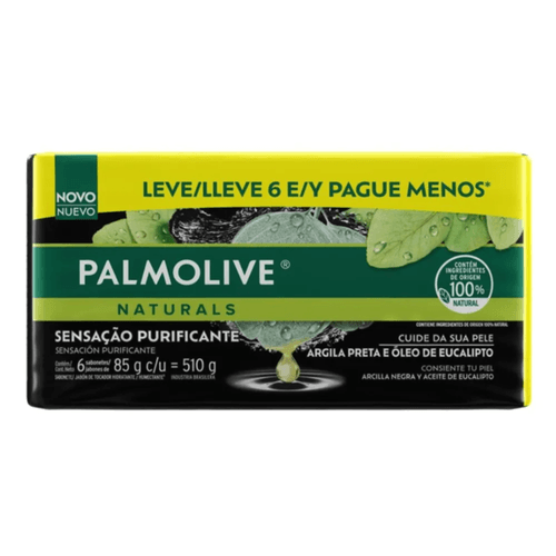 Sabonete Em Barra Argila Preta E Óleo De Eucalipto Palmolive 85g 6 Unidades Sabonete Em Barra Argila Preta E Óleo De Eucalipto Palmolive 85g 6 Unidades