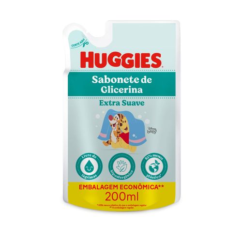 Kit com 3 Unidades de Sabonete Líquido Refil Huggies Extra Suave 200ml