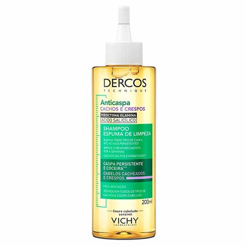 Kit com 3 Unidades de Espuma de Limpeza Vichy Dercos Anticaspa Para Cabelos Crespos e Cacheados 200ml