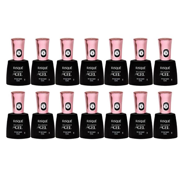Kit Risqué Top Coat Fixador Diamond Gel - 14 unidades