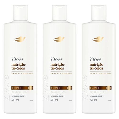Kit com 3 Unidades de Shampoo Dove Nutrição + Tri-óleos 370ml