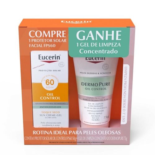 Kit Eucerin Protetor Solar Oil Control FPS 60 50g + Gel De Limpeza Dermopure Oil Control 75g Kit Eucerin Protetor Solar Oil Control FPS 60 50g + Gel De Limpeza Dermopure Oil Control 75g