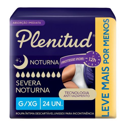 Kit com 3 Unidades de Plenitud Roupa Intima Noturna para incontinência urinaria G/XG 24 unidades Kit com 3 Unidades de Plenitud Roupa Intima Noturna para incontinência urinaria G/XG 24 unidades