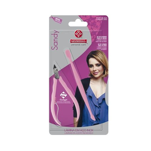 Mundial Sandy Alicate De Cutícula + Duplex Rosa Ref. 756 Mundial Sandy Alicate De Cutícula + Duplex Rosa Ref. 756