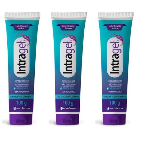 Kit com 3 Unidades de Lubrificante Íntimo Intragel Eurofarma 100g