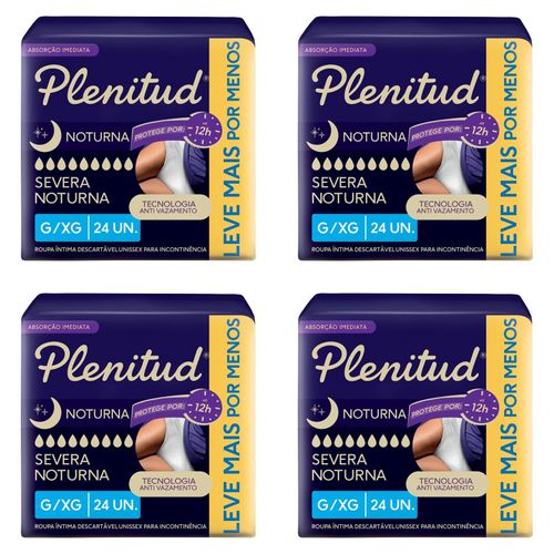 Kit com 4 Unidades de Plenitud Roupa Intima Noturna para incontinência urinaria G/XG 24 unidades cada Kit com 4 Unidades de Plenitud Roupa Intima Noturna para incontinência urinaria G/XG 24 unidades cada