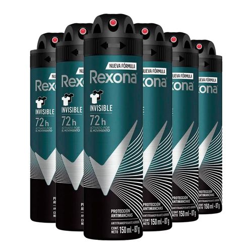 Kit Desodorante Aerosol Rexona Invisible Men 150ml/90g - 6 Unidades Kit Desodorante Aerosol Rexona Invisible Men 150ml/90g - 6 Unidades