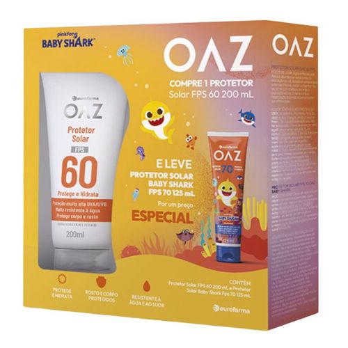 Kit Oaz Protetor Solar Corpo E Rosto Protege E Hidrata Fps 60 200Ml + Protetor Solar Baby Shark Fps 70 125Ml