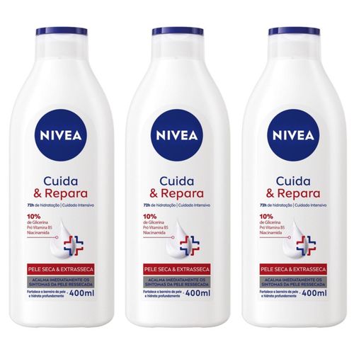 Kit com 3 Unidades de Nivea Cuida&Repara Loção Hidratante 400ml
