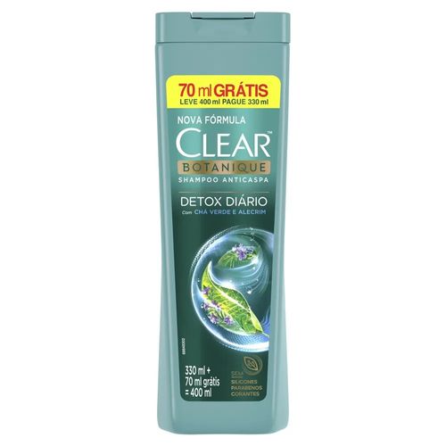 Kit com 3 Unidades de Shampoo Anticaspa Clear Detox Diário 400ml