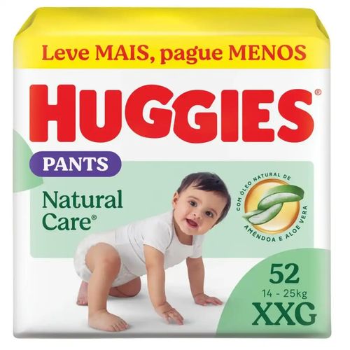 Kit com 3 Unidades de Fralda Huggies Natural Care Roupinha XXG 52 Unidades