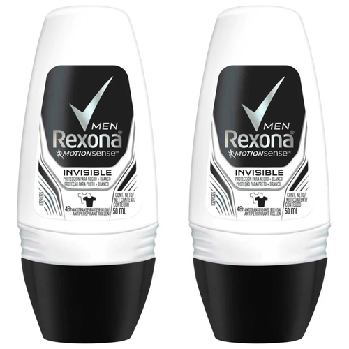 Kit com 2 Unidades de Rexona Desodorante Roll On 50ml Men Invisible Kit com 2 Unidades de Rexona Desodorante Roll On 50ml Men Invisible