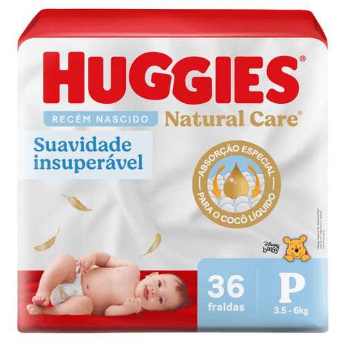 Kit com 3 Unidades de Fralda Descartável Natural Care Recém Nascido P Huggies Pacote com 36 Unidades Kit com 3 Unidades de Fralda Descartável Natural Care Recém Nascido P Huggies Pacote com 36 Unidades