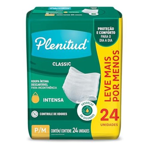 Kit com 3 Unidades de Roupa Íntima Descartável Plenitud Classic Intensa P/M 24 Unidades Kit com 3 Unidades de Roupa Íntima Descartável Plenitud Classic Intensa P/M 24 Unidades