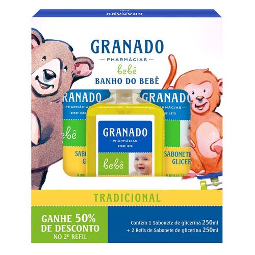 Kit Granado Banho Bebê Tradicional Sabonete Líquido + 2 Refis Kit Granado Banho Bebê Tradicional Sabonete Líquido + 2 Refis