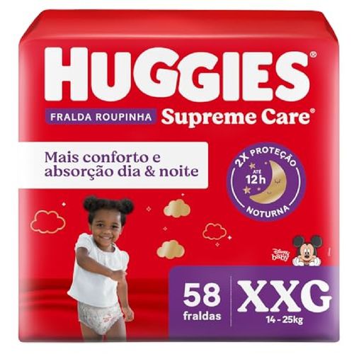 Kit com 3 Unidades de Fralda Descartável Infantil Huggies Supreme Care Pants XXG Pacote 58 Unidades Kit com 3 Unidades de Fralda Descartável Infantil Huggies Supreme Care Pants XXG Pacote 58 Unidades