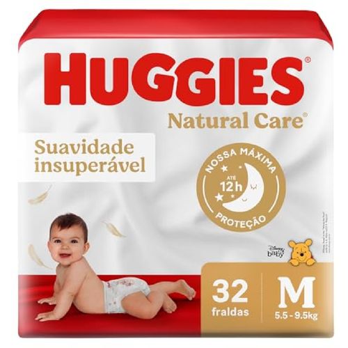 Kit com 3 Unidades de Fralda Huggies Natural Care M 32 Unidades