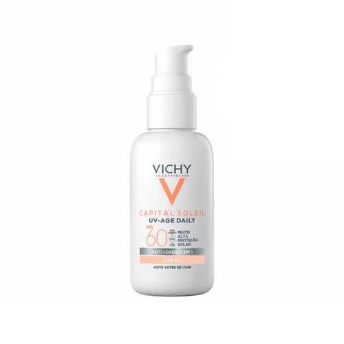 Kit com 3 Unidades de Protetor Solar Capital Soleil UV-Age Daily Vichy Sem Cor FPS60 - 40g Kit com 3 Unidades de Protetor Solar Capital Soleil UV-Age Daily Vichy Sem Cor FPS60 - 40g