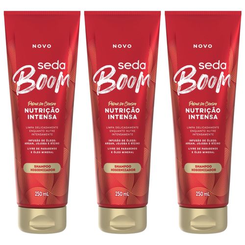Kit com 3 Unidades de Seda Boom Shampoo Nutrição 250ml