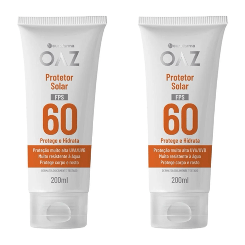Kit com 2 Unidades de Protetor Solar FPS 60 Oaz 200ml