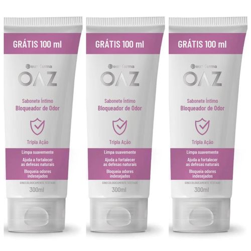 Kit com 3 Unidades de Sabonete Íntimo Bloqueador De Odor Oaz 300 Ml