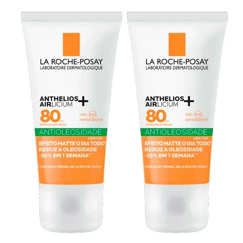 Kit com 2 Unidades de Protetor Solar Facial La Roche-Posay Anthelios Airlicium Antioleosidade FPS 80 40G