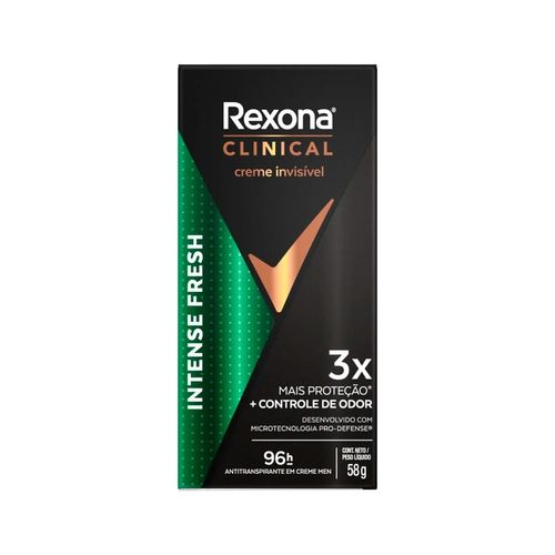 Kit com 3 Unidades de Desodorante Creme Rexona Clinical Men Intense Fresh 58g Kit com 3 Unidades de Desodorante Creme Rexona Clinical Men Intense Fresh 58g