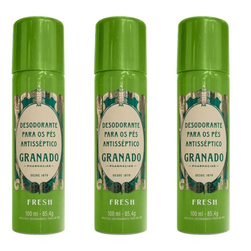 Kit com 3 Unidades de Desodorante para os pés Granado Fresh Aerosol com 100ml