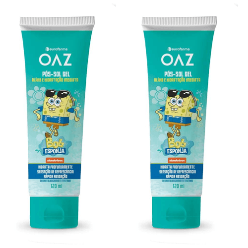 Kit com 2 Unidades de Pós Sol Gel Infantil Oaz Bob Esponja 120ml