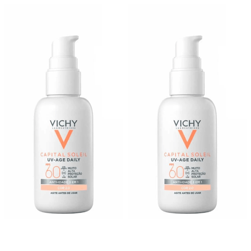 Kit com 2 Unidades de Protetor Solar Capital Soleil UV-Age Daily Vichy Sem Cor FPS60 - 40g