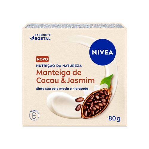 Kit com 3 Unidades de Sabonete Vegetal NIVEA Nutrição Da Natureza Manteiga De Cacau e Jasmim 80g