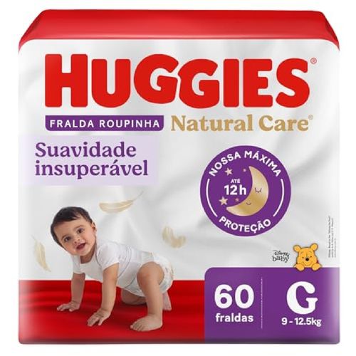 Kit com 3 Unidades de Fralda Huggies Natural Care Roupinha G 60 unidades
