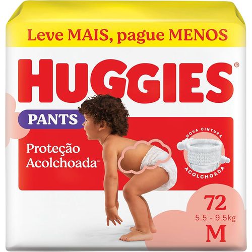 Kit com 3 Unidades de Fralda Pants Huggies Proteção Acolchoada Tamanho M 72 unidades Kit com 3 Unidades de Fralda Pants Huggies Proteção Acolchoada Tamanho M 72 unidades