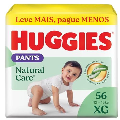 Kit com 3 Unidades de Fralda Huggies Natural Care Roupinha XG 56 unidades