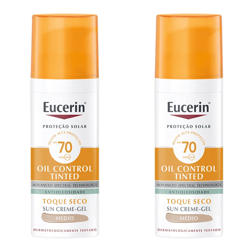 Kit com 2 Unidades de Protetor Solar Facial Eucerin Sun Oil Control Tinted Médio FPS70 50g Kit com 2 Unidades de Protetor Solar Facial Eucerin Sun Oil Control Tinted Médio FPS70 50g