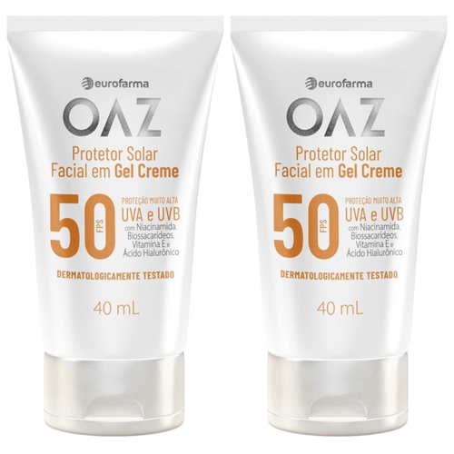 Kit com 2 Unidades de Protetor Solar Facial FPS50 OAZ 40g Kit com 2 Unidades de Protetor Solar Facial FPS50 OAZ 40g