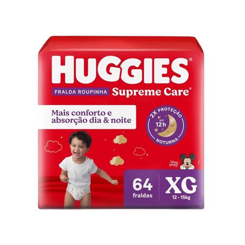Kit com 3 Unidades de Fralda Huggies Roupinha Supreme Care XG - 64 Unidades