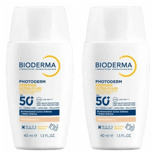 Kit com 2 Unidades de Protetor Solar Facial Photoderm XDefense Ultra Fluid FPS 50+ Cor 01 Bioderma 40ml