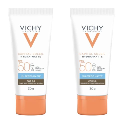 Kit com 2 Unidades de Protetor Solar Facial Vichy Capital Soleil Hydra-Matte FPS 50 Cor 5.0 30g