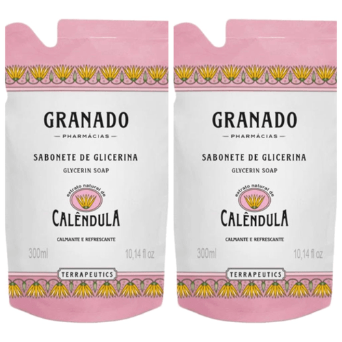 Kit com 2 Unidades de Refil Sabonete Líquido Granado Calêndula 300ml