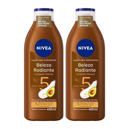 Kit com 3 Unidades de Loção Hidratante Nivea 400 Ml Beleza Radiante 2 Unidades Kit com 3 Unidades de Loção Hidratante Nivea 400 Ml Beleza Radiante 2 Unidades