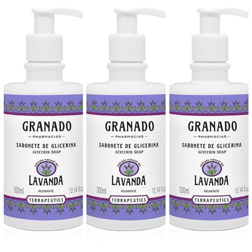 Kit com 3 Unidades de Granado Sabonete Líquido Lavanda 300ml