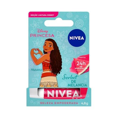Kit com 3 Unidades de Hidratante Labial Nivea Sorbet De Melancia Moana Disney Princesa 4,8g Kit com 3 Unidades de Hidratante Labial Nivea Sorbet De Melancia Moana Disney Princesa 4,8g