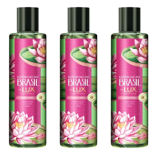 Kit com 3 Unidades de Sabonete Liquido Lux 300ml Essência Brasil Vitória-Régia