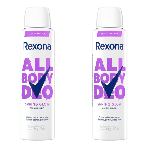 Kit com 2 Unidades de Desodorante Corporal Rexona Aerosol All Body Deo Spring Glow 150ml
